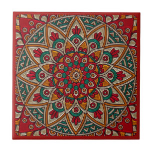 Rich, Red Mandala. Tile