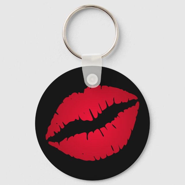 Rich Red Ombre Lipstick Black Keychain (Front)