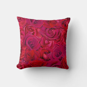 Rich Red Rose Bloom Close-Up Romantic Valentine Throw Pillow