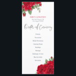 Rich Red Roses Floral Stylish Script Wedding Program<br><div class="desc">Rich and romantic red roses decorate the top left and bottom right corners on the front, and border the top edge on the back. The main header Order of Ceremony is in a black stylish set script and the rest of the text on the front and back can be easily...</div>