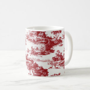Rich Red Toile Heritage Countryside Pattern Coffee Mug