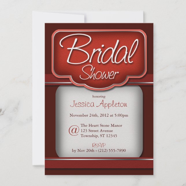 Rich Red Velvet : Invitations de douche nuptiale (Devant)