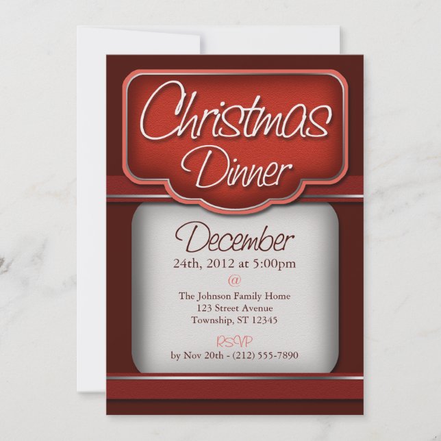 Rich Red Velvet Noël Dîner Invitations (Devant)