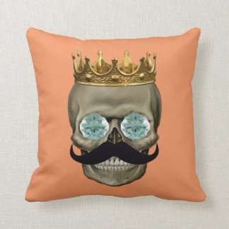 Rich Skull Moustache Throw Pillow
