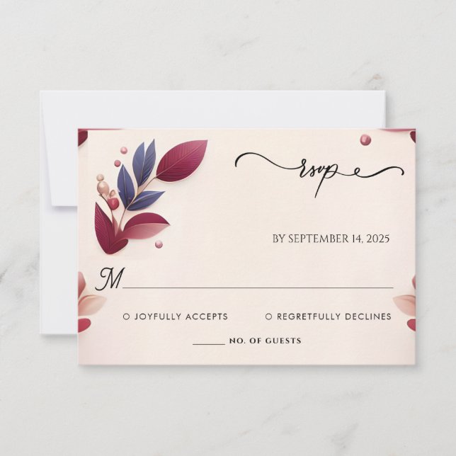 Rich Soft Teal Fall Gem Bold Jewel Tone Wedding RSVP Card (Front)