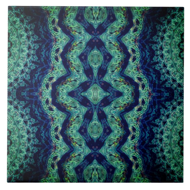 Rich Teal Blue Funky Abstract Tile (Front)