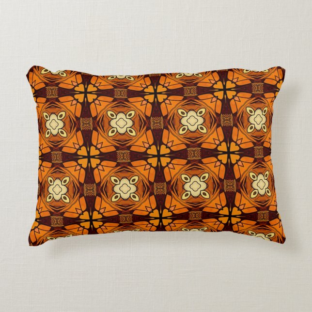 Rich Terracotta burnt orange brown pattern Accent Pillow (Front)