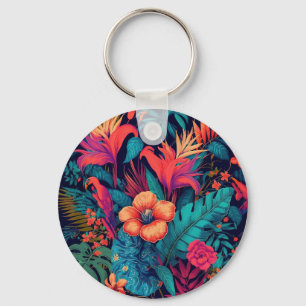 Rich Tropical Floral Pattern Keychain
