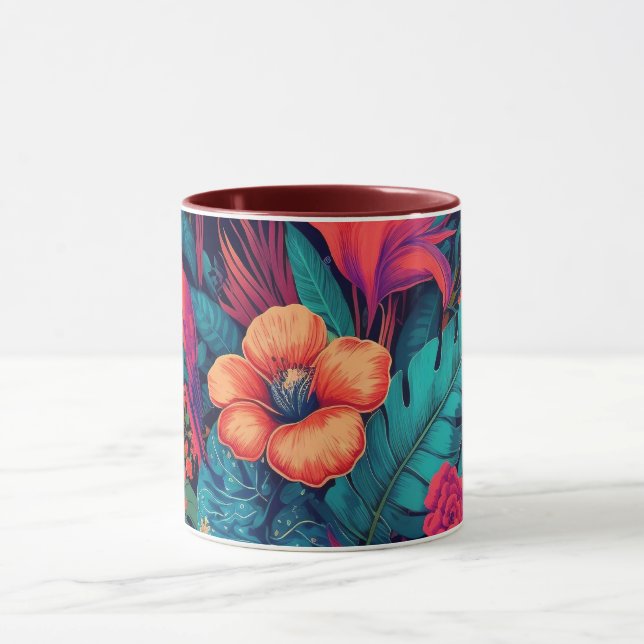 Rich Tropical Floral Pattern Mug (Center)