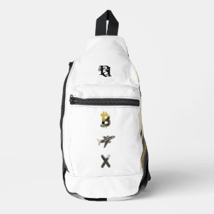 RICH White Sling Bag Trend Abstract Art Black Gold