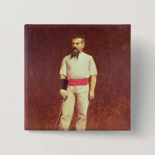 Richard Burton  in Fencing Dress, 1889 2 Inch Square Button