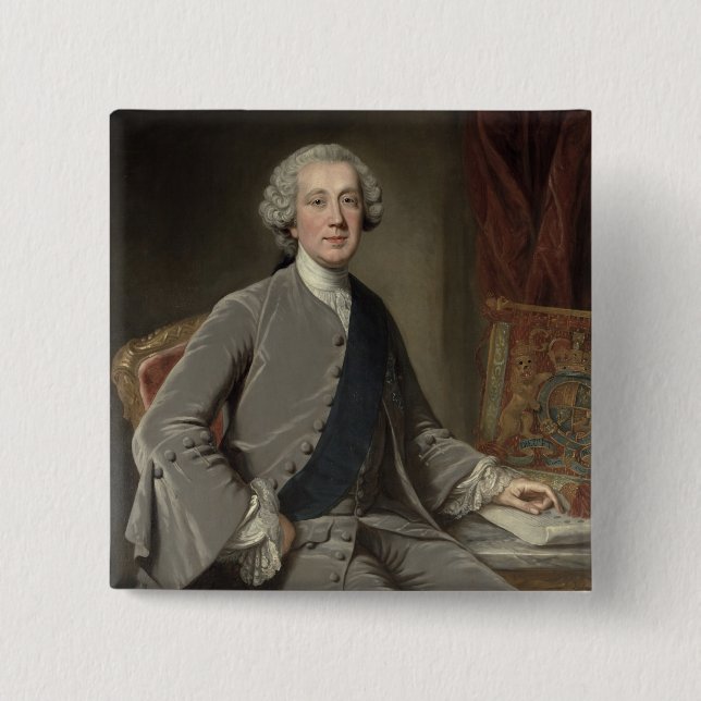 Richard Grenville, Earl Temple, c.1760 2 Inch Square Button (Front)