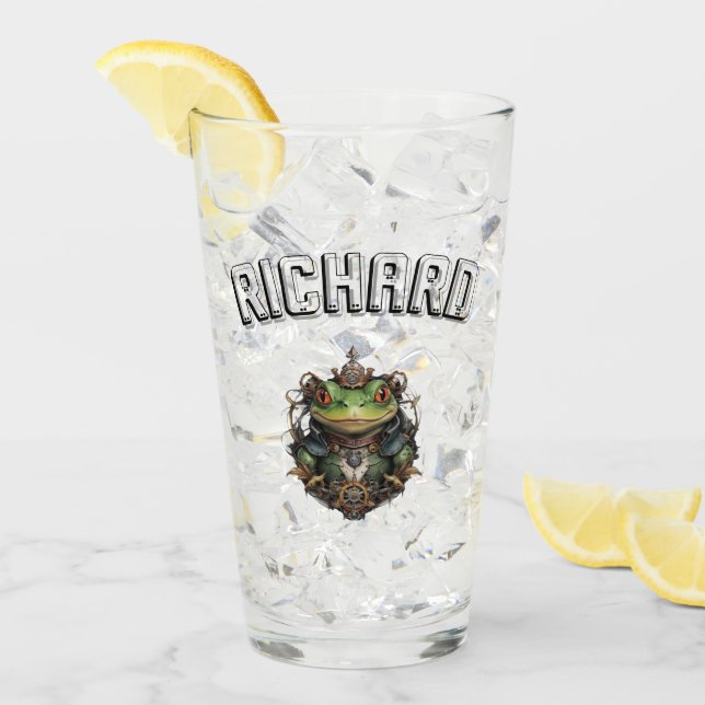 Richard Name With Steampunk Frog Glass (Front Ice)