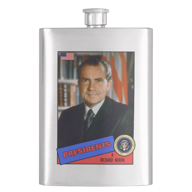 Richard Nixon Baseball Card Hip Flask (Front)