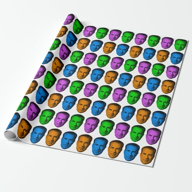 Richard Nixon in Vivid Colour Wrapping Paper (Unrolled)