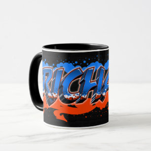 Richard prénom Graffiti blue Tasse orange