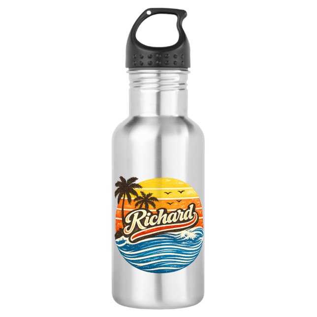 Richard Retro Sunset Name Design 532 Ml Water Bottle (Front)