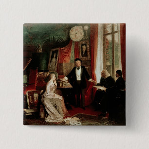 Richard Wagner with Franz Liszt and Liszt's daught 2 Inch Square Button