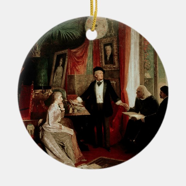 Richard Wagner with Franz Liszt and Liszt's daught Ceramic Ornament (Front)