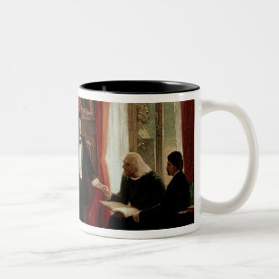 Richard Wagner with Franz Liszt and Liszt's daught Two-Tone Coffee Mug