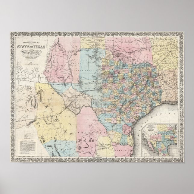 Richardson's New Map Of The State Of Texas Poster (Front)