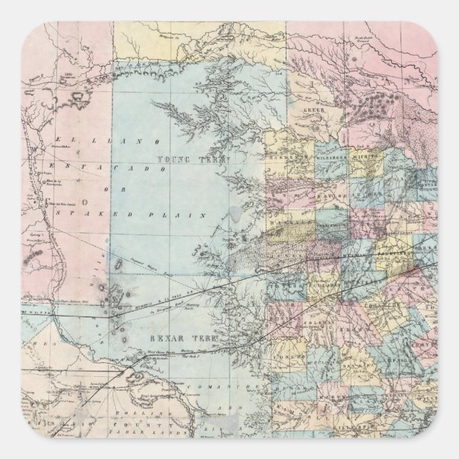 Richardson's New Map Of The State Of Texas Square Sticker (Front)