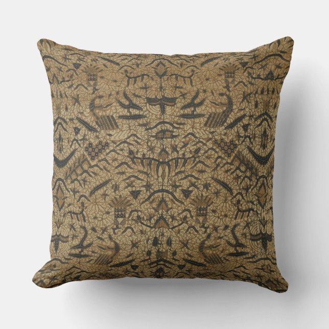 Riche oreiller Brown, noir et crème Batik (Recto)