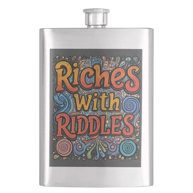 Riches with Riddles  Hip Flask (Front)