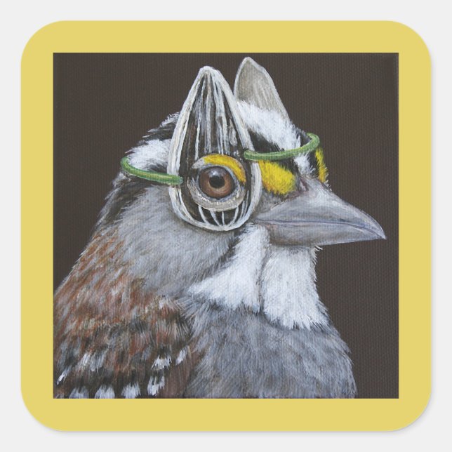 Richie the sparrow square stickers (Front)