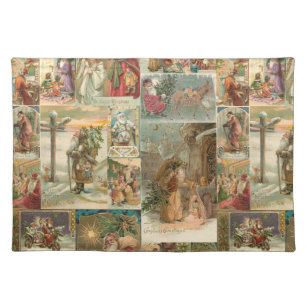Richly-Detailed Vintage Father Christmas Collage Placemat
