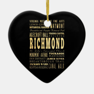 Richmond City if Virginia Typography Art Ceramic Ornament