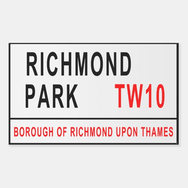 Richmond Park London Street Sign Sticker (Front)