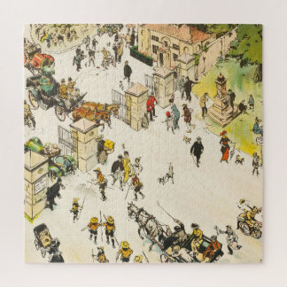 Richmond Park London UK, visitors at the gate Jigsaw Puzzle