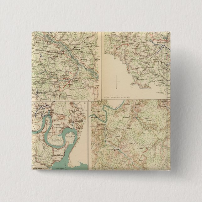 Richmond, Petersburg, Five Forks 2 Inch Square Button (Front)