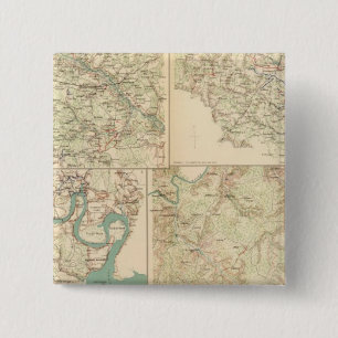 Richmond, Petersburg, Five Forks 2 Inch Square Button