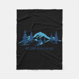 Richmond Utah Ski Resort Skiing Skier Fleece Blanket