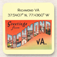 Richmond VA, Map Coordinates, Vintage Style