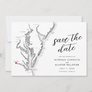 Richmond Virginia Map Modern Wedding Save The Date