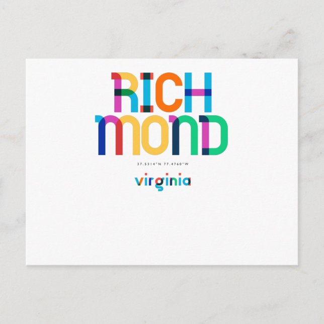 Richmond Virginia Mid Century, Pop Art, Postcard (Front)