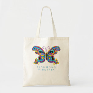 Richmond Virginia Souvenir Butterfly Graphic Tote Bag