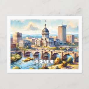 Richmond Virginia USA Famous Place watercolor Postcard