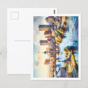 Richmond Virginia USA Famous Place watercolor Postcard