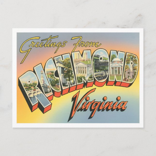 Richmond, Virginia Vintage Big Letters Postcard (Front)