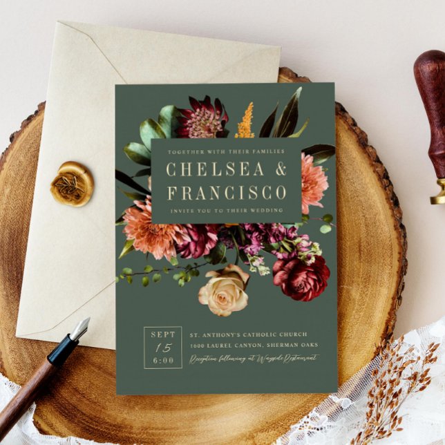 Richness of Spring Colourful Floral Green Wedding Invitation (Creator Uploaded)