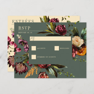 Richness of Spring Colourful Green Wedding RSVP Card