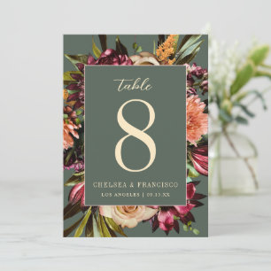 Richness of Spring Green Floral Table Number