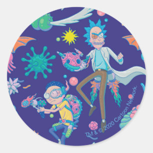 RICK AND MORTY™   Among Infected Cells Pattern Classic Round Sticker