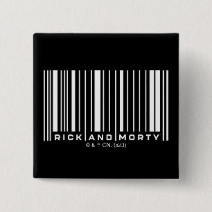 Rick and Morty Bar Code Graphic 2 Inch Square Button