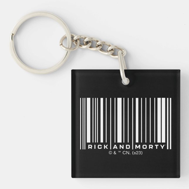 Rick and Morty Bar Code Graphic Keychain (Front)