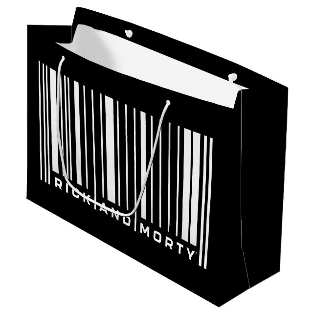 Rick and Morty Bar Code Graphic Large Gift Bag (Front Angled)